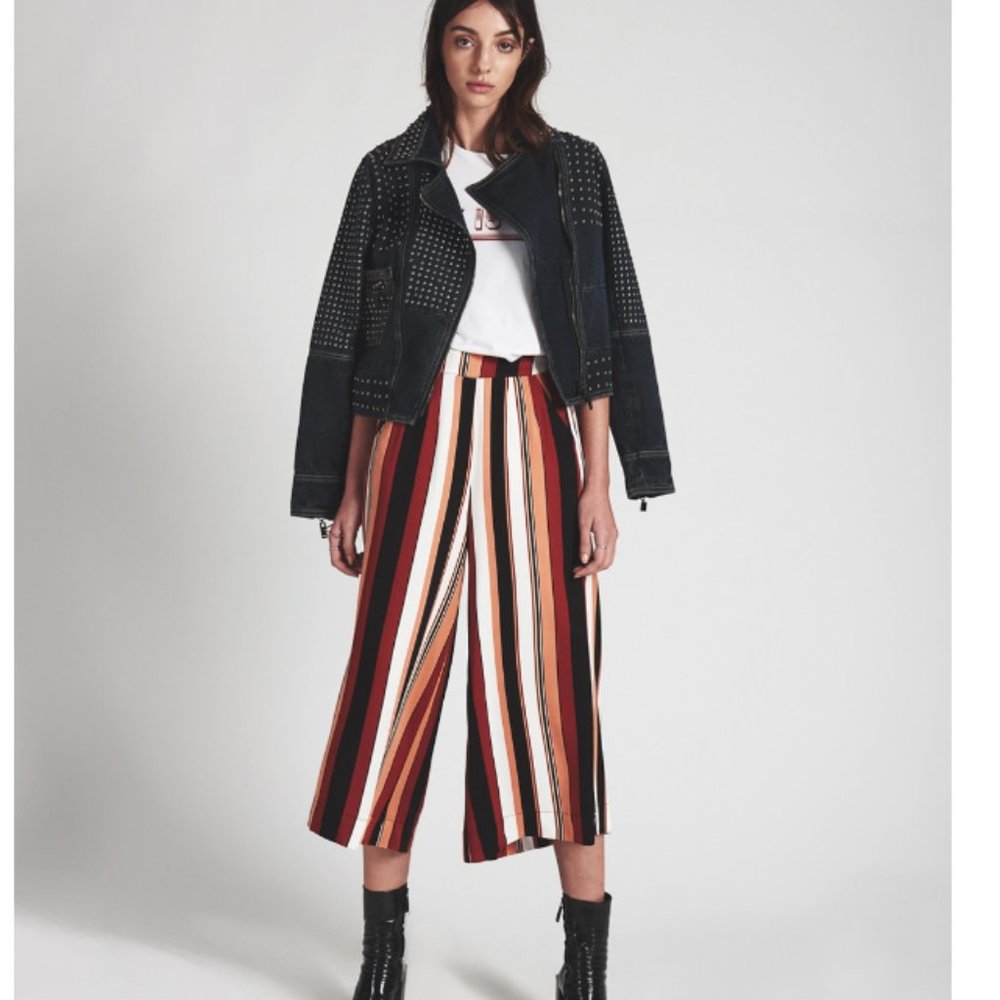One Teaspoon Hustler Wide Leg Pant Bronze Stripe